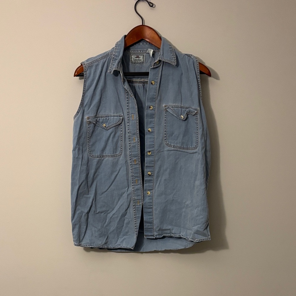 Triple Five Soul Blue Sleeveless Denim Top